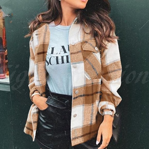 New Plaid Oversized Flannel Shirt Jacket Shacket - Picture 3 of 5